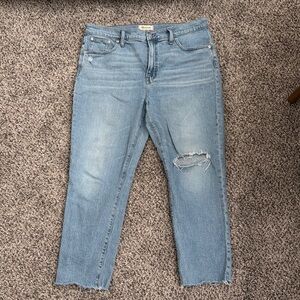 Madewell Blue Ankle Cropped Jeans with Distressing